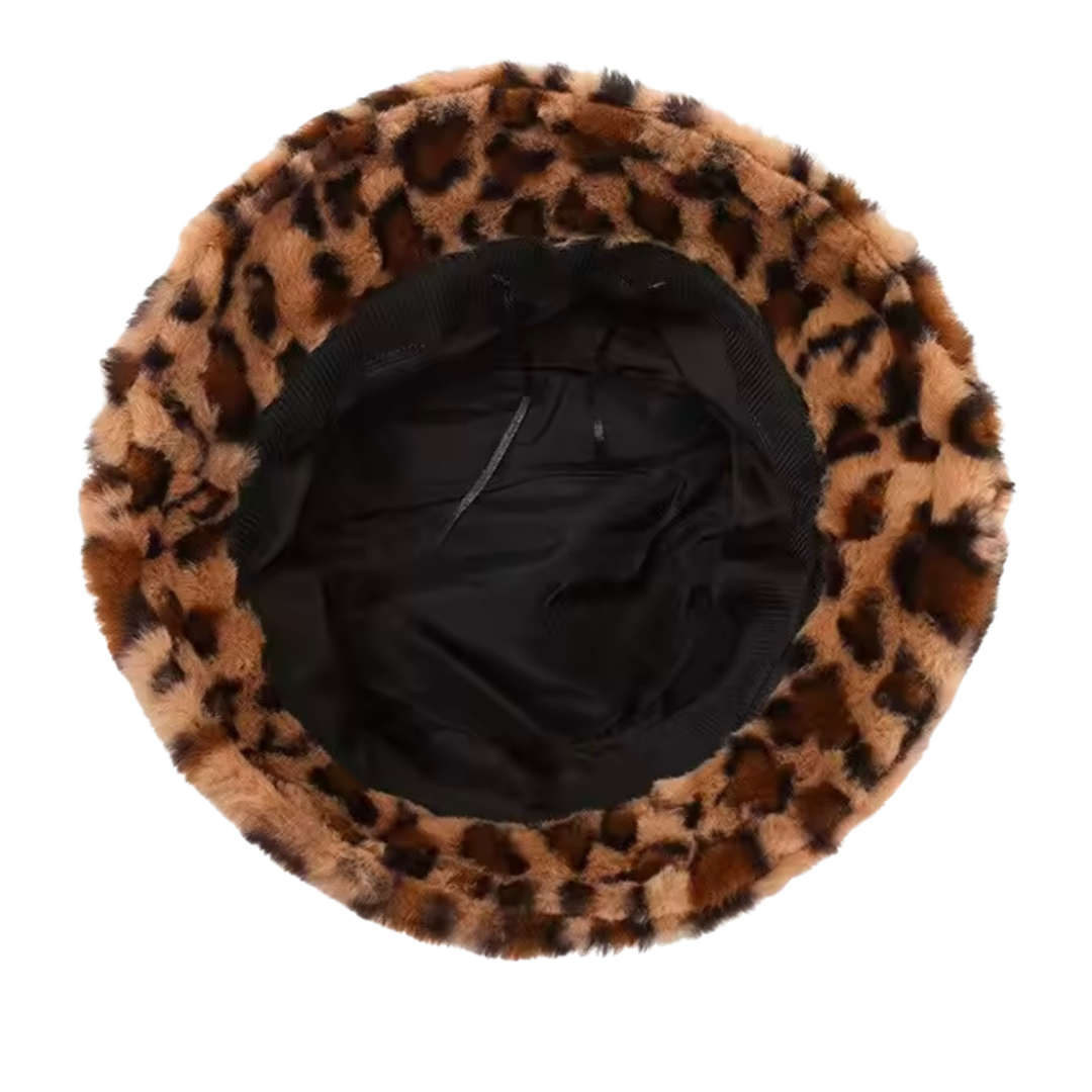 Leopard Print Plush Bucket Hat