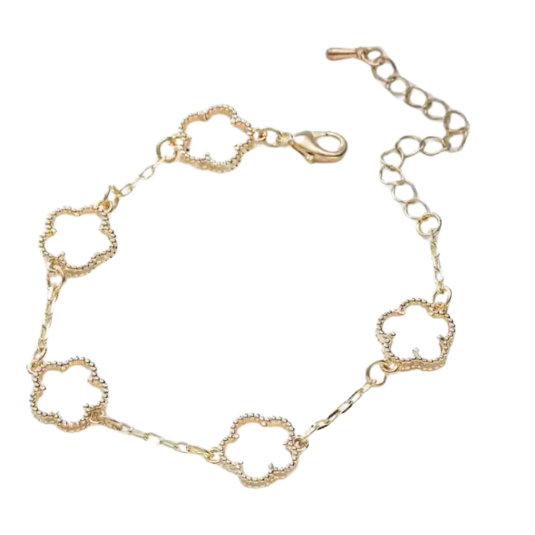 Gold&White Flower Shaped Bracelet