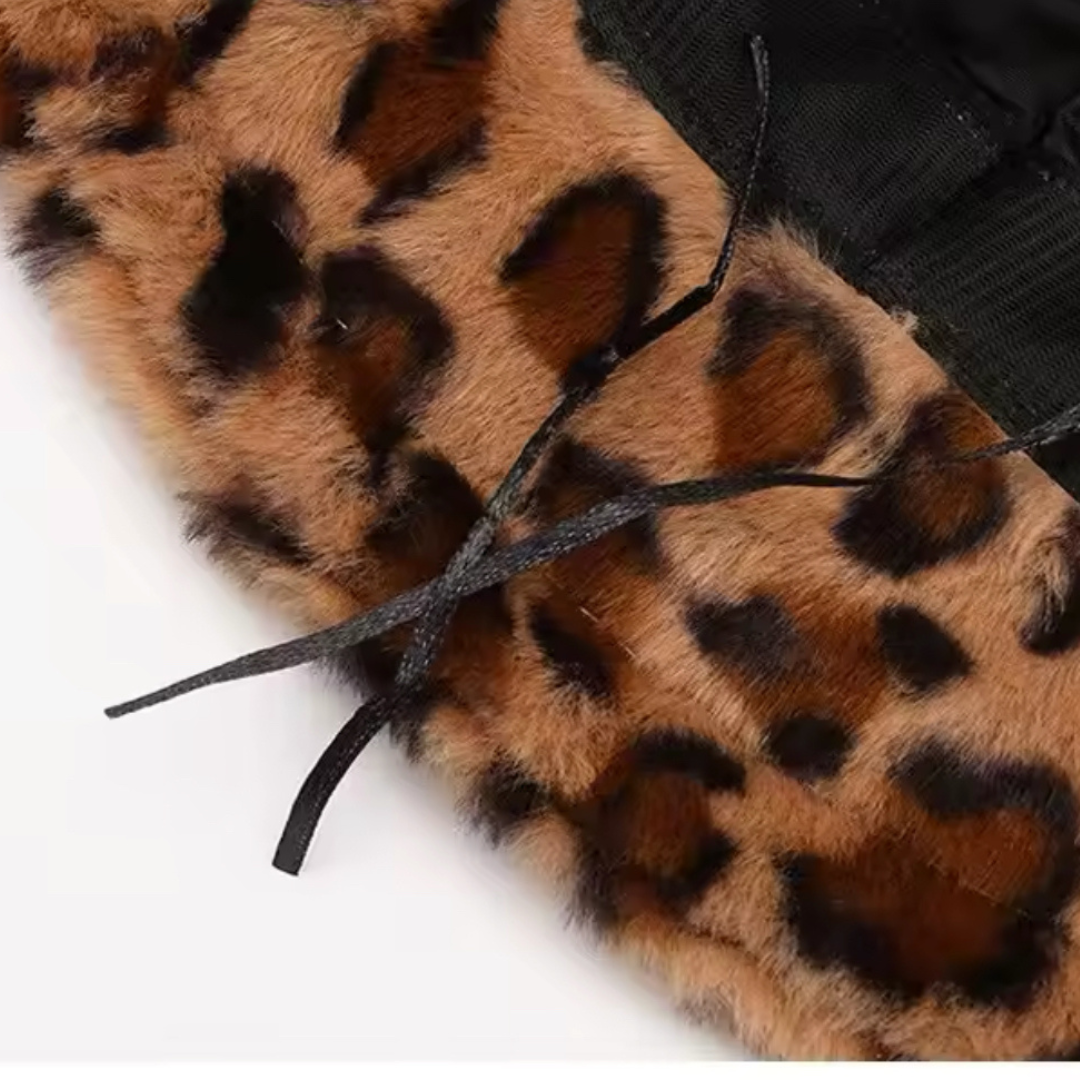 Leopard Print Plush Bucket Hat