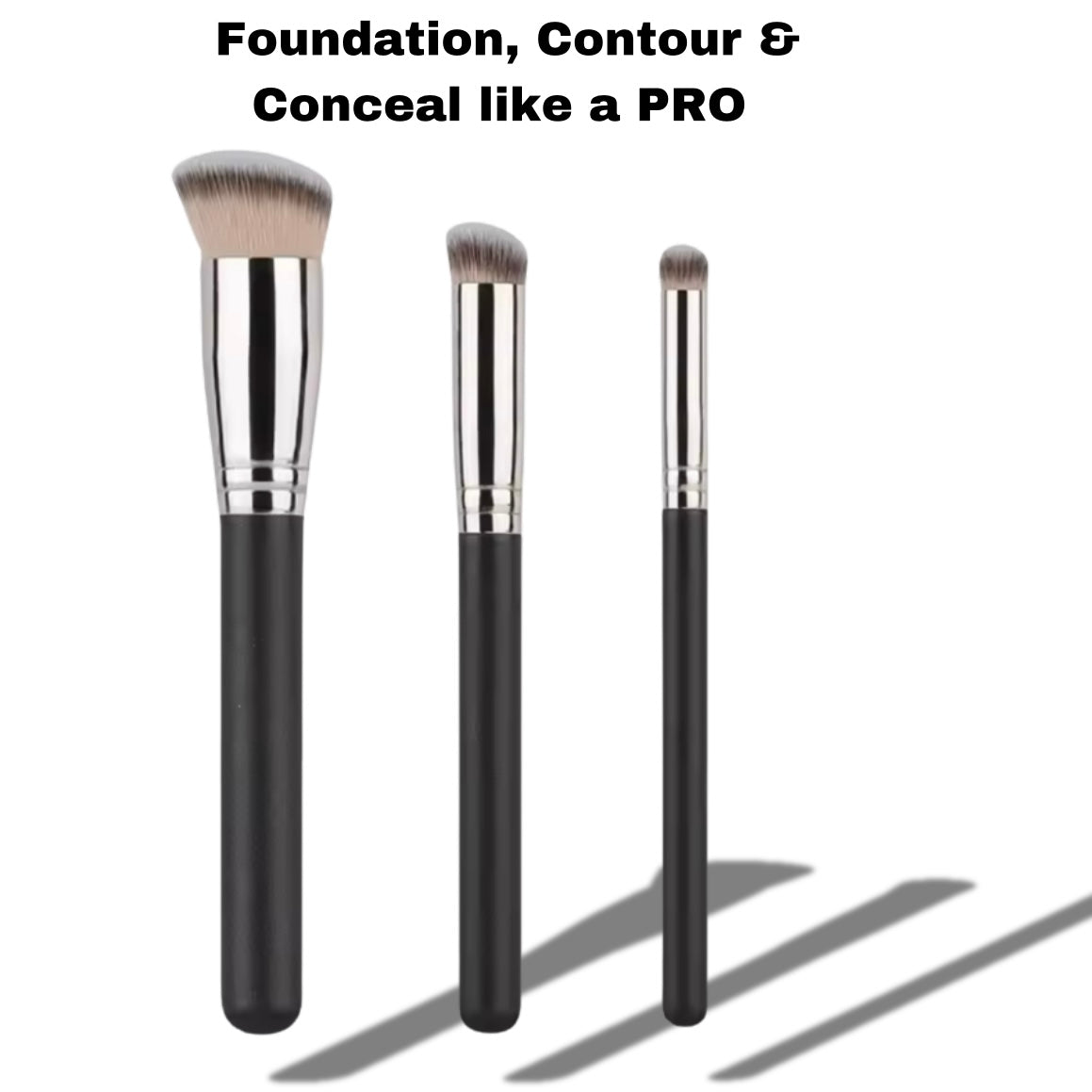 3pcs It Girl Foundation, Contour & Conceal Makeup Brushes