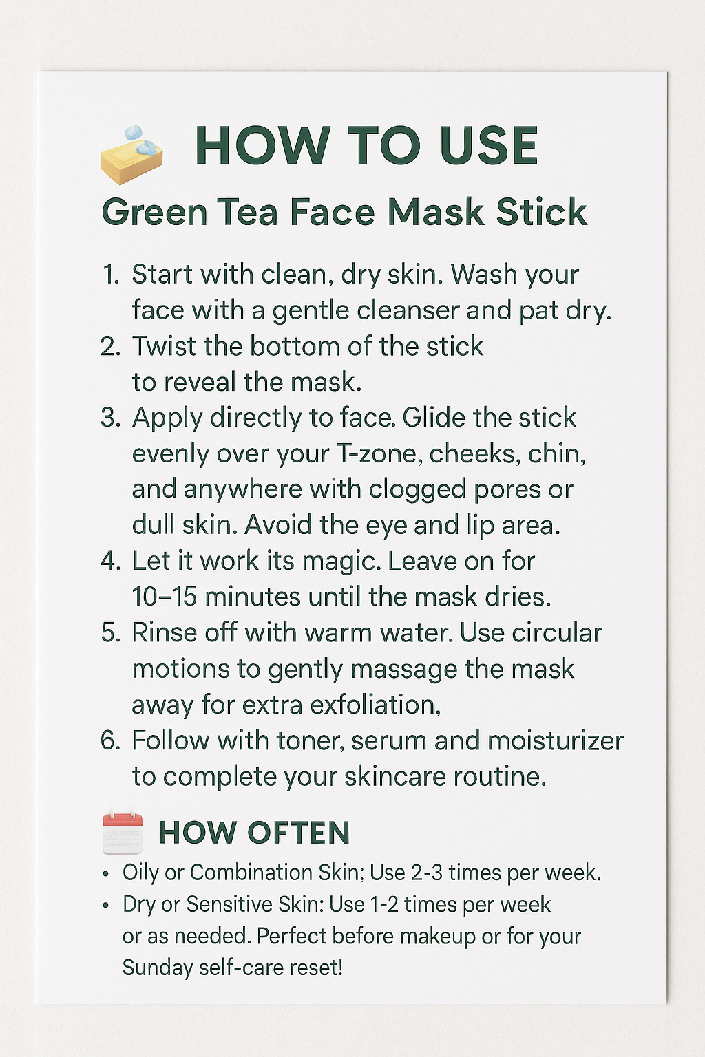 Green Tea Face Mask Stick