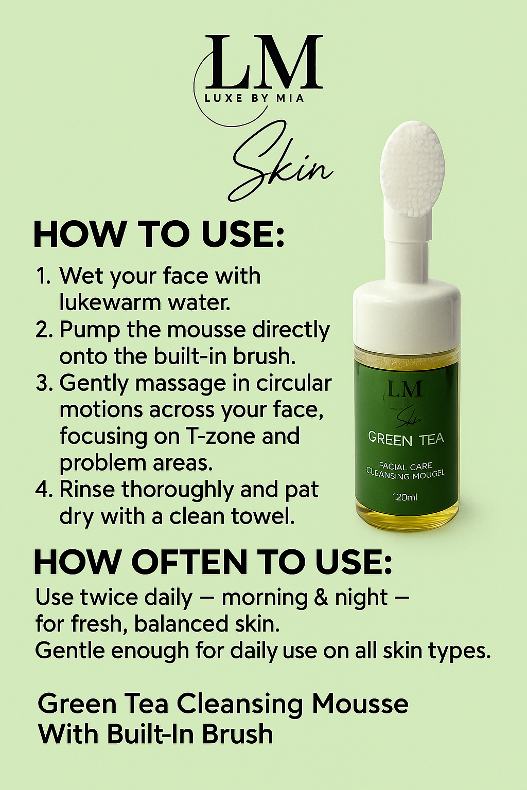 Green Tea Cleansing Mousse With Built In Brush
