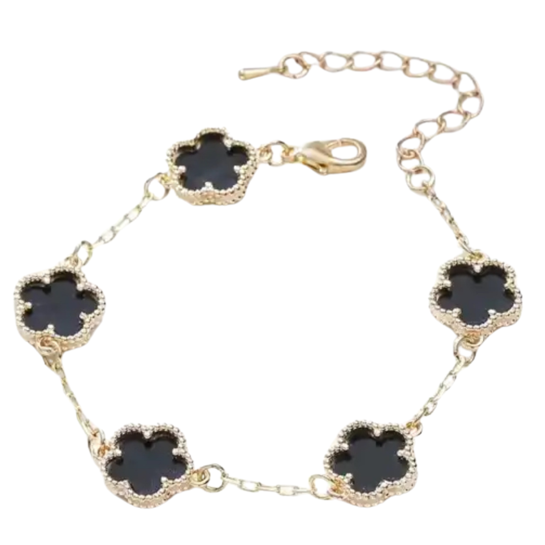Black& Gold Flower Shaped Bracelet