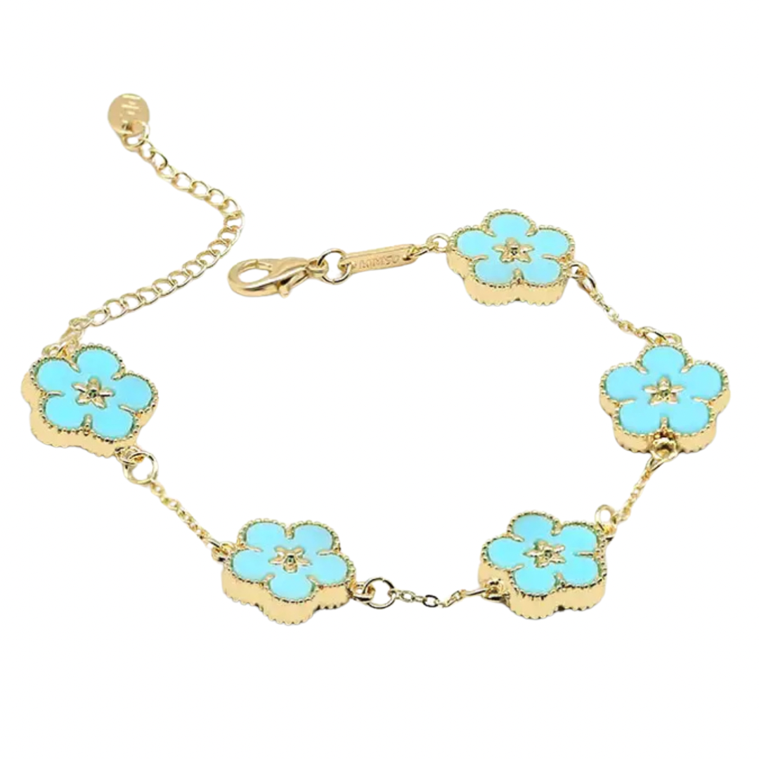 Sky Blue Double Sided Flower Bracelet