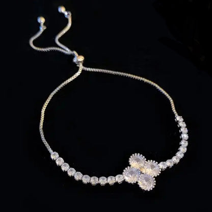 2 Pieces Zircon Flower Bracelet