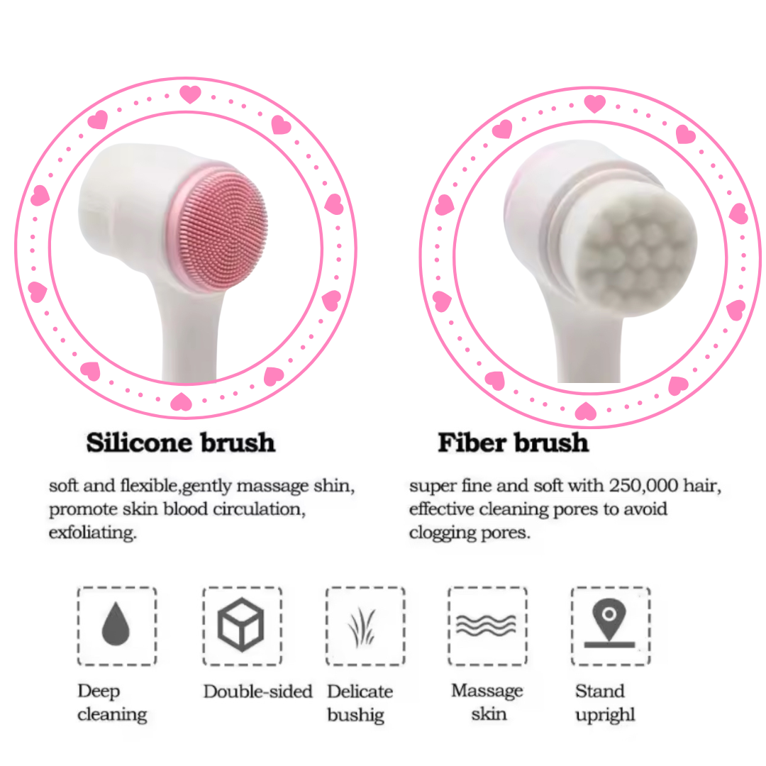 Double-Sided Silicone Manual Facial Cleanser Deep Cleansing Pore Minimizing Brush