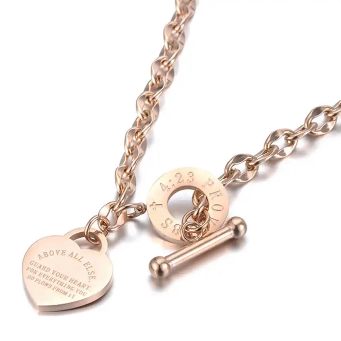 Rose Gold Heart Charm Bracelet