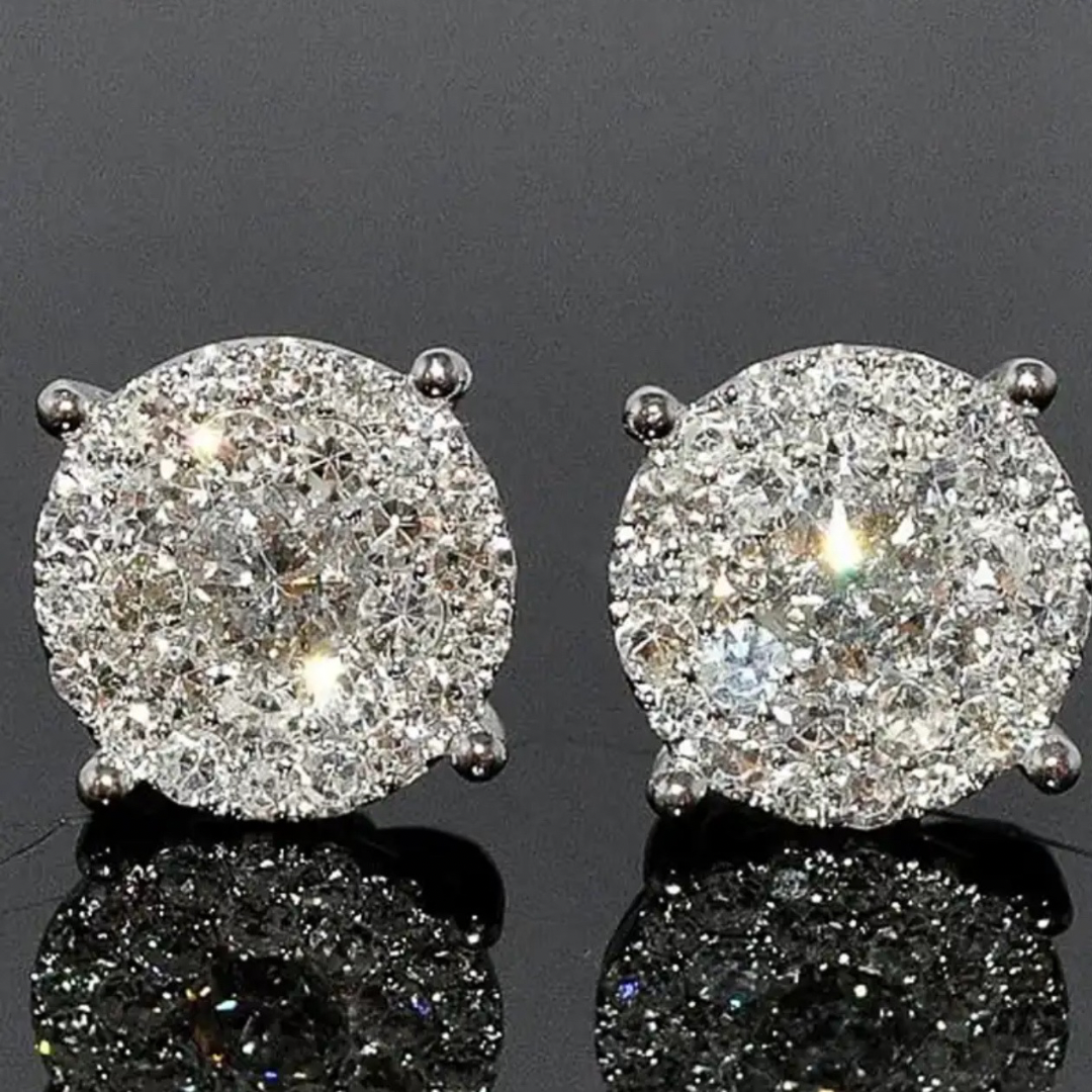 Cubic Zircon Screw Back Stud Earrings