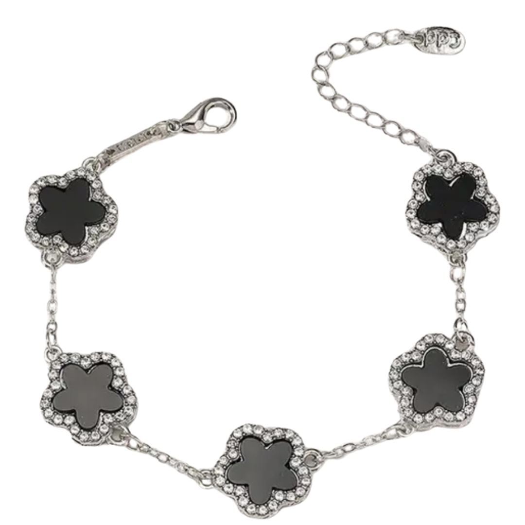 Black & Silver Flower Shaped Bracelet