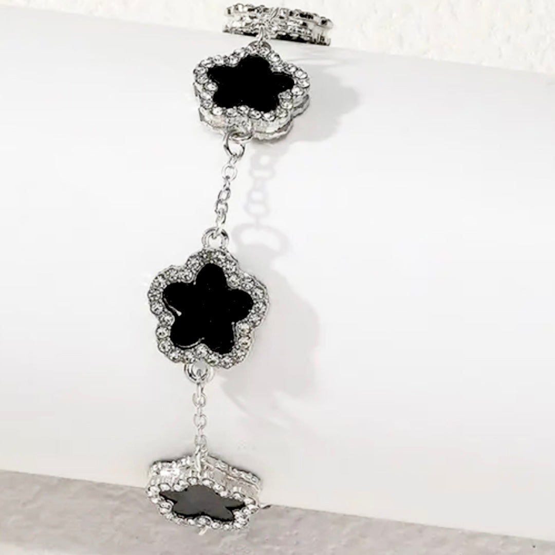 Black & Silver Flower Shaped Bracelet