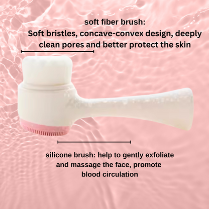 Double-Sided Silicone Manual Facial Cleanser Deep Cleansing Pore Minimizing Brush