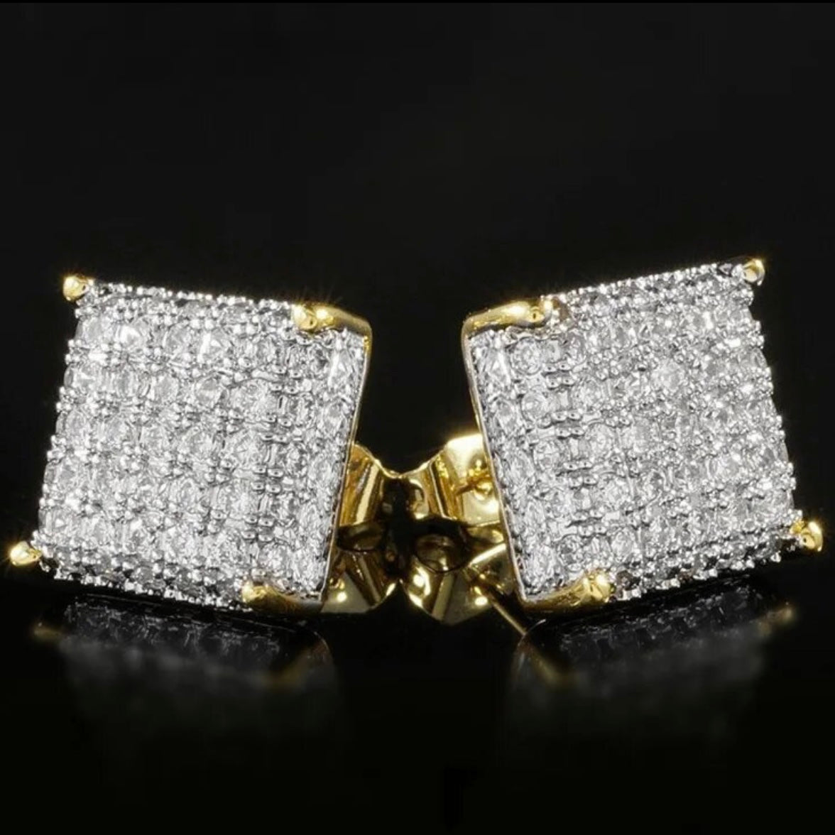 Men’s iced out studs square earrings