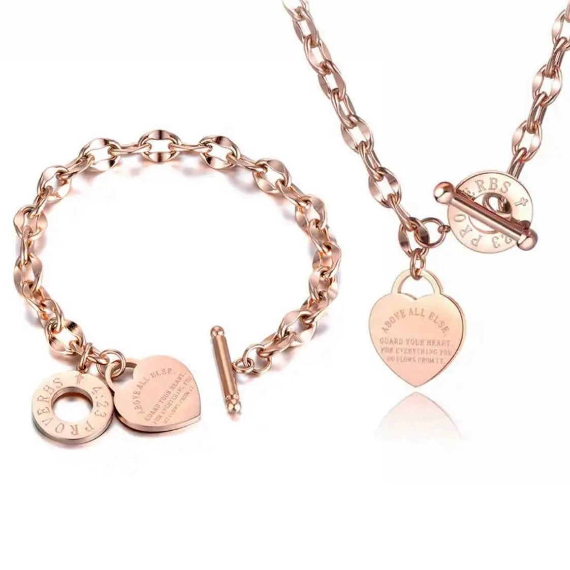 Rose Gold Heart Charm Bracelet