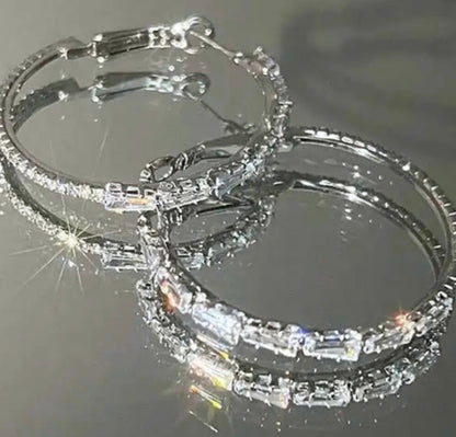 Medium Circle Rhinestone Hoop Earrings