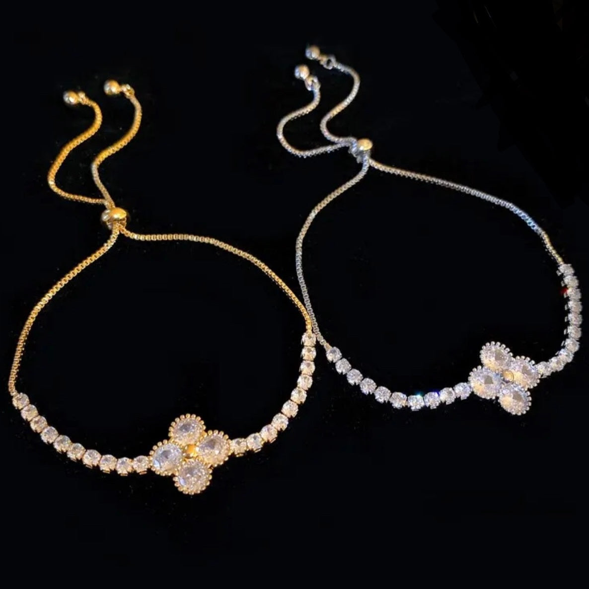 2 Pieces Zircon Flower Bracelet