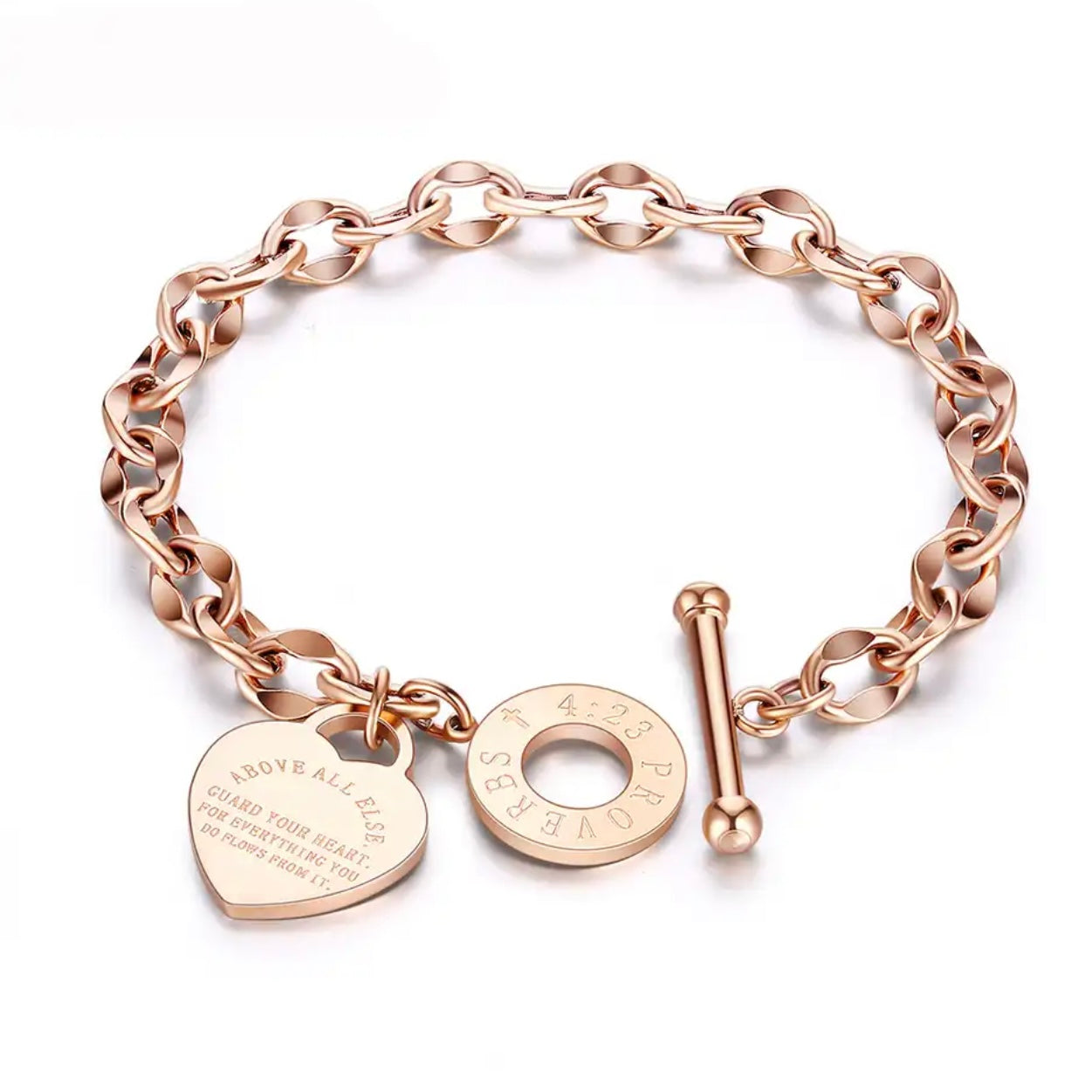 Rose Gold Heart Charm Bracelet