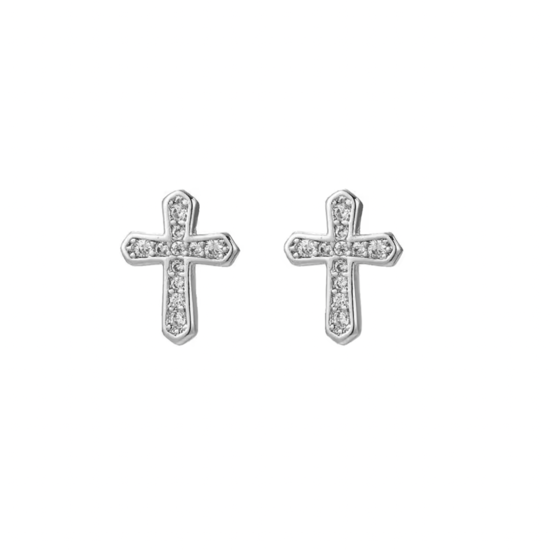Men’s Small Cross Stud Earrings
