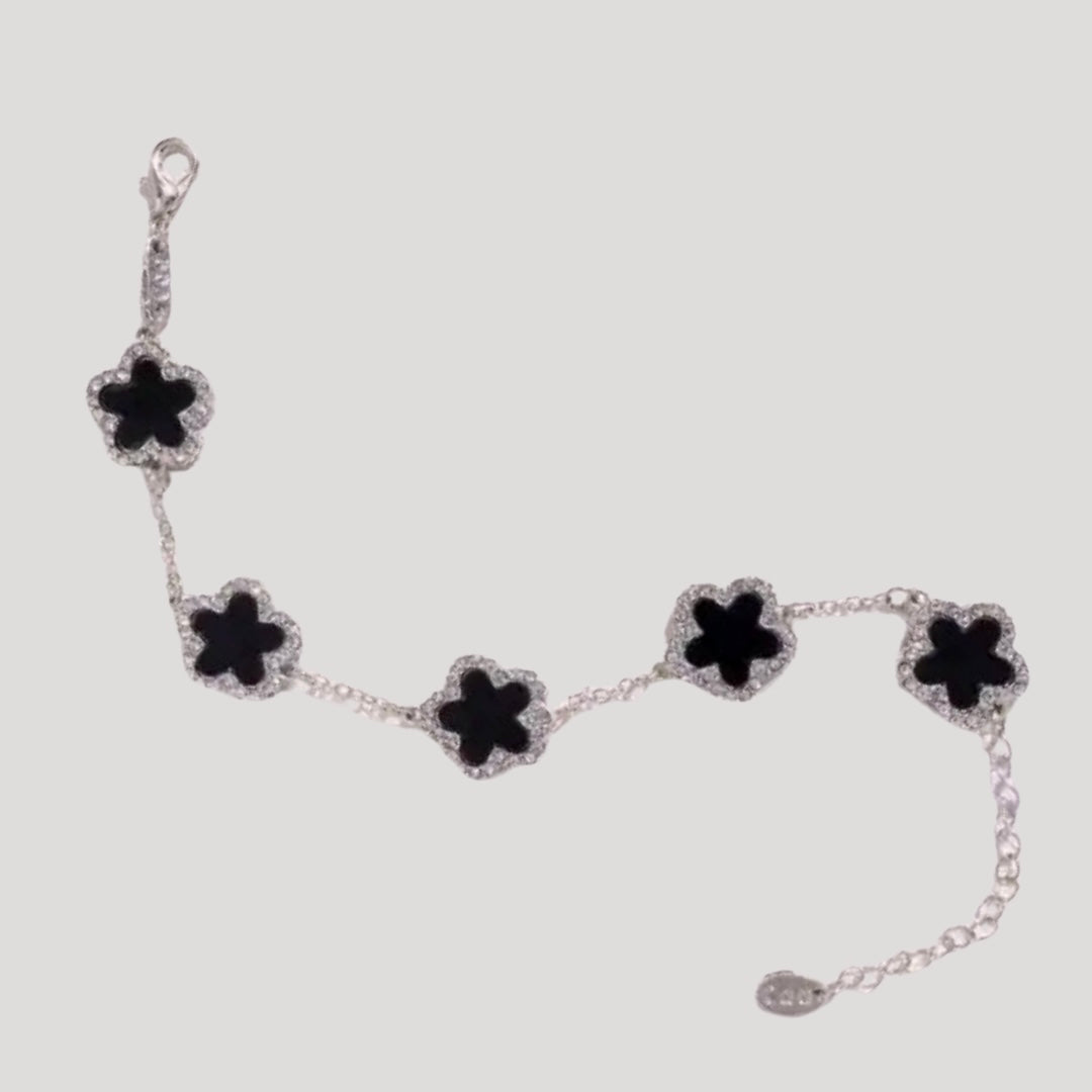 Black & Silver Flower Shaped Bracelet