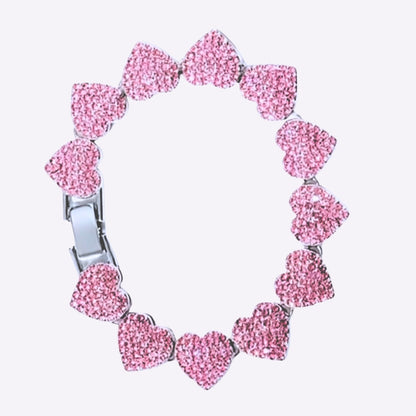 Pink Hearts Cuban Bracelet