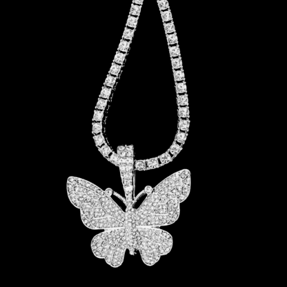 Butterfly Pendant Tennis Necklace