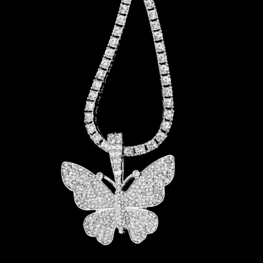 Butterfly Pendant Tennis Necklace