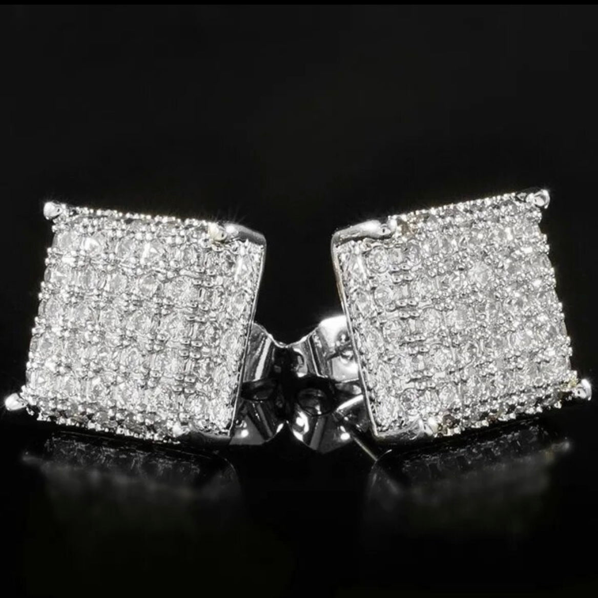 Men’s iced out studs square earrings