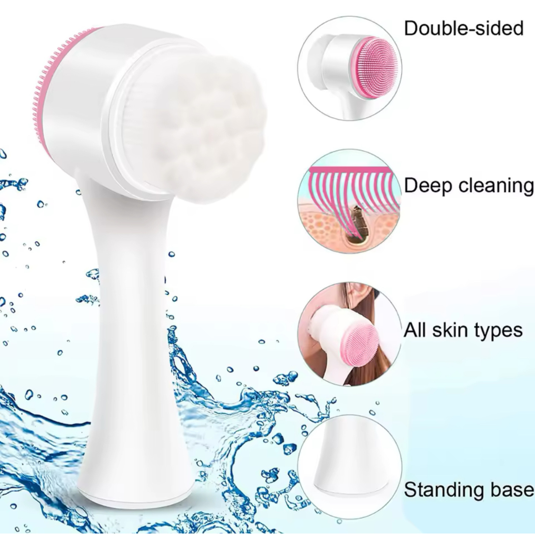 Double-Sided Silicone Manual Facial Cleanser Deep Cleansing Pore Minimizing Brush