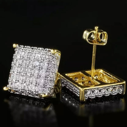 Men’s iced out studs square earrings