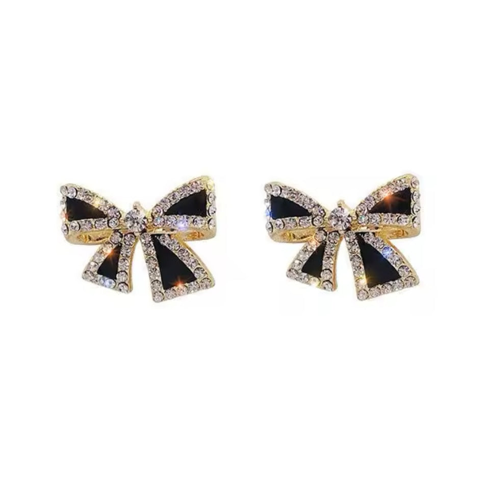 Small Rhinestone Bowknot Stud Earrings