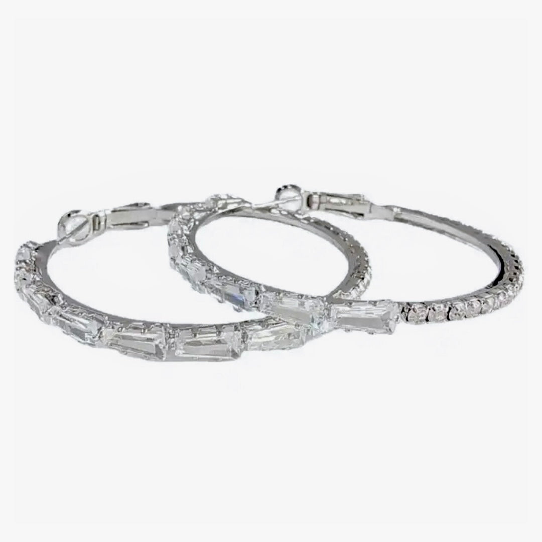 Medium Circle Rhinestone Hoop Earrings