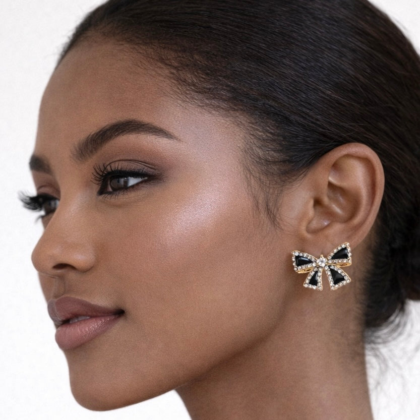 Small Rhinestone Bowknot Stud Earrings