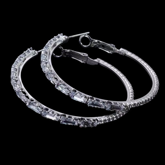 Medium Circle Rhinestone Hoop Earrings