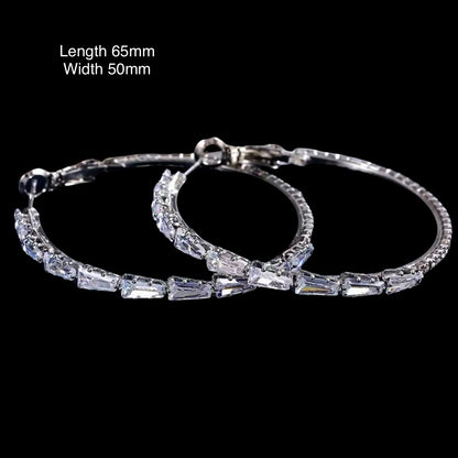 Medium Circle Rhinestone Hoop Earrings