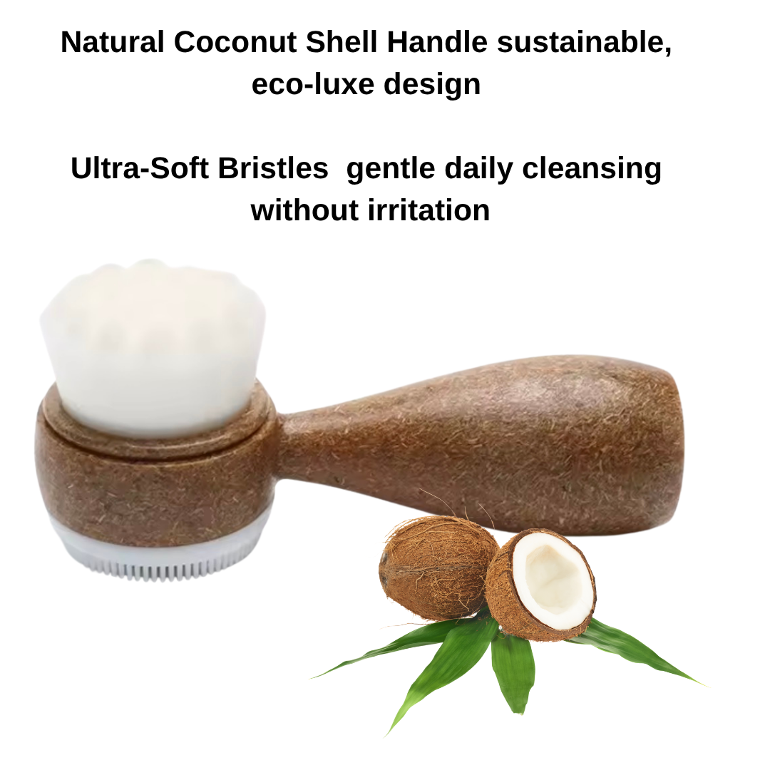 Eco-Luxe Coconut Shell Double Sided Exfoliating Facial Brush