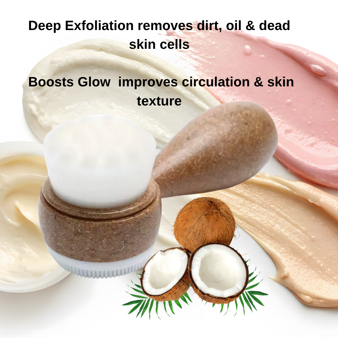 Eco-Luxe Coconut Shell Double Sided Exfoliating Facial Brush