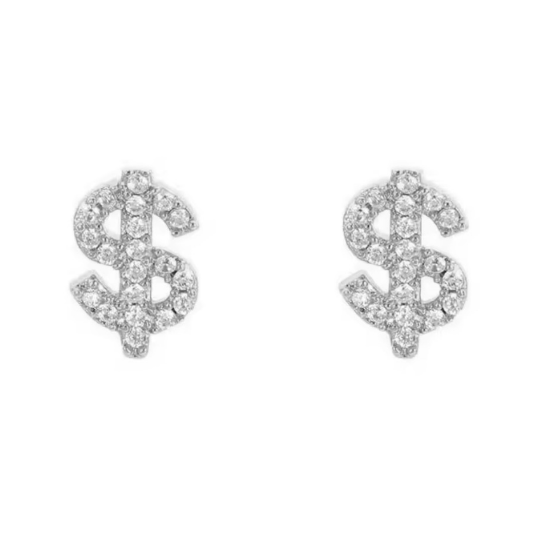 Men’s Small Dollar Sign Stud Earrings