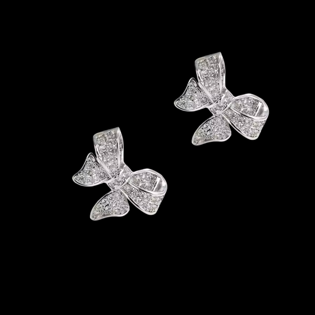 Small Sliver Bowknot Studs Earrings