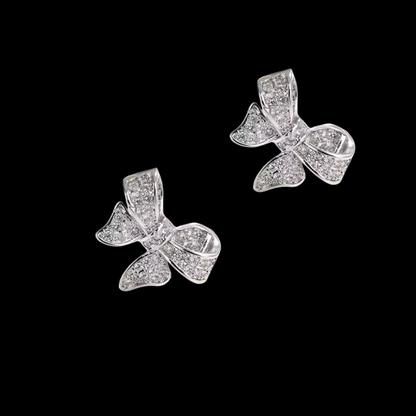 Small Sliver Bowknot Studs Earrings