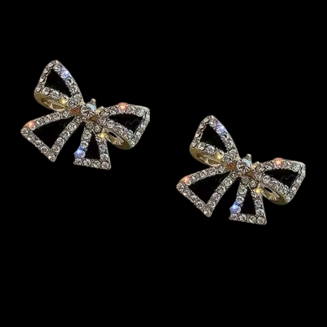 Small Rhinestone Bowknot Stud Earrings