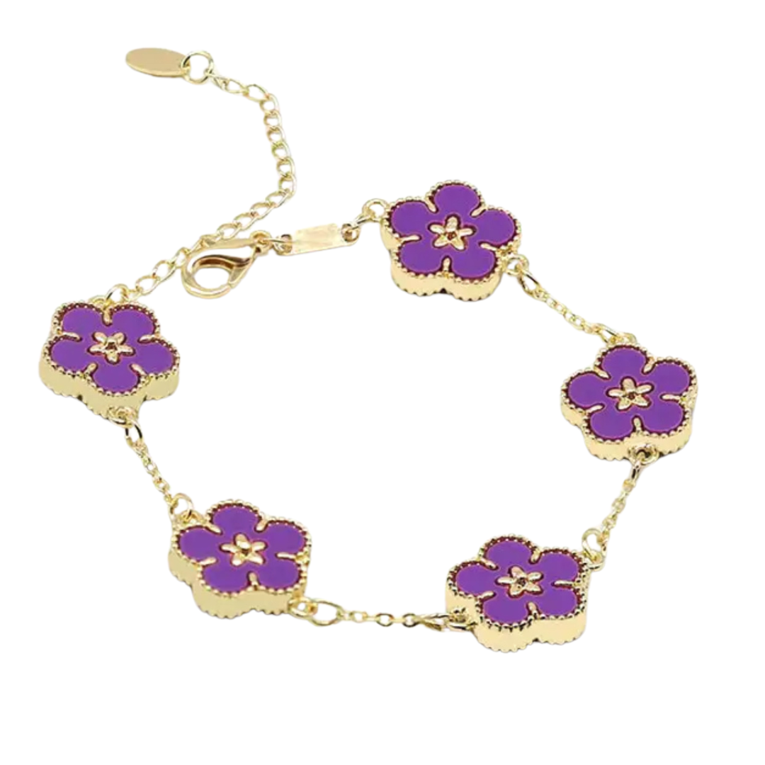 Purple Double Sided Flower Bracelet