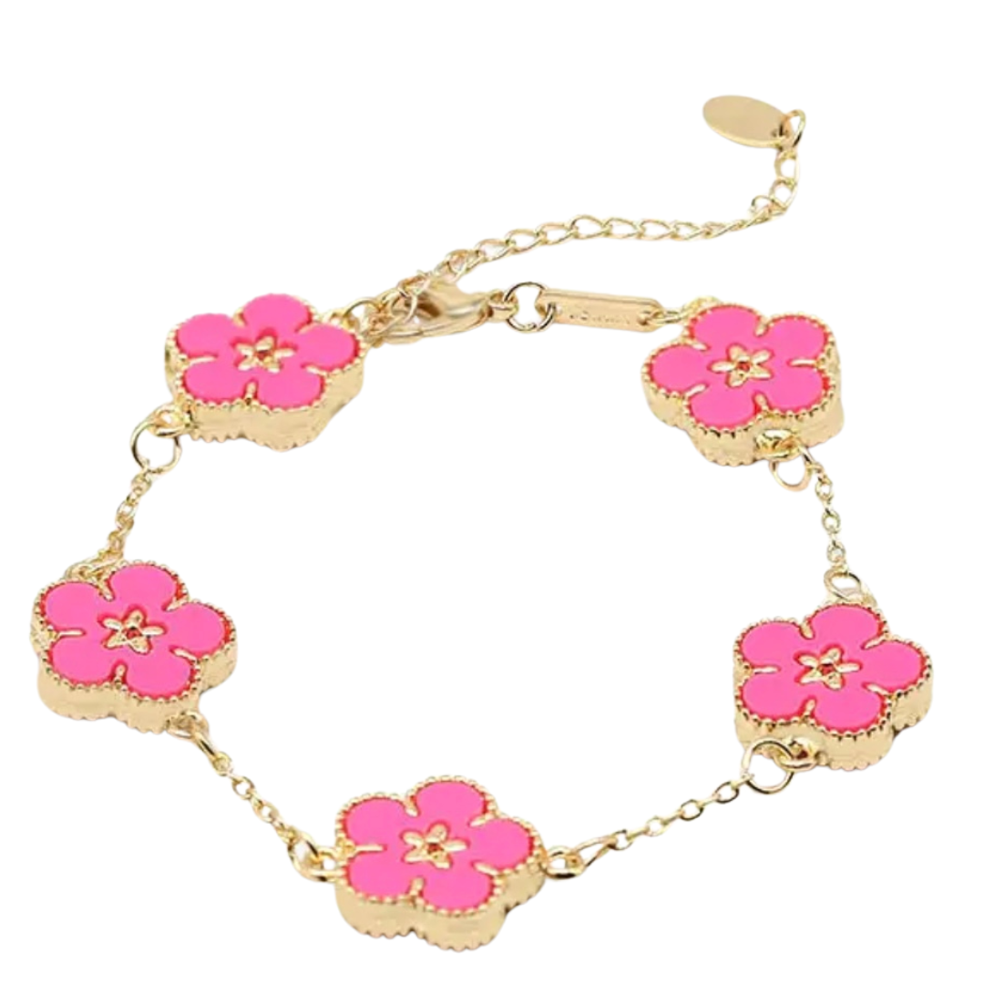 Pink Double Sided Flower Bracelet